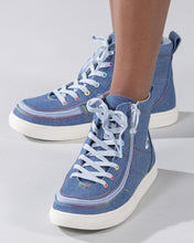Load image into Gallery viewer, Kids' Denim Rainbow Thread Billy Classic Lace Highs