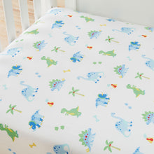 Load image into Gallery viewer, Dinosaur Land 100% Organic Cotton Flannel Fitted Crib Sheet