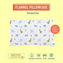 Load image into Gallery viewer, Dinosaur Land 100% Organic Cotton Flannel Pillow Case