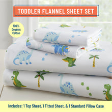 Load image into Gallery viewer, Dinosaur Land 100% Organic Cotton Flannel Sheet Set