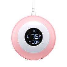 Load image into Gallery viewer, LittleHippo Kelvin Color Changing Nursery Night Light, Customizable Room Thermometer and Hygrometer for Children/Kids