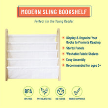 Load image into Gallery viewer, Modern Sling Bookshelf - Natural with White Canvas