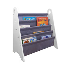 Load image into Gallery viewer, Modern Sling Bookshelf - White with Gray Canvas