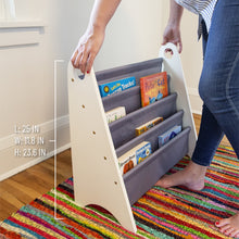 Load image into Gallery viewer, Modern Sling Bookshelf - White with Gray Canvas