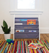 Load image into Gallery viewer, Modern Sling Bookshelf - White with Gray Canvas