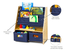Load image into Gallery viewer, Natural Sling Bookshelf with Storage Totes
