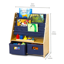 Load image into Gallery viewer, Natural Sling Bookshelf with Storage Totes