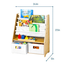 Load image into Gallery viewer, Natural Sling Bookshelf with Storage Totes