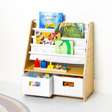 Load image into Gallery viewer, Natural Sling Bookshelf with Storage Totes