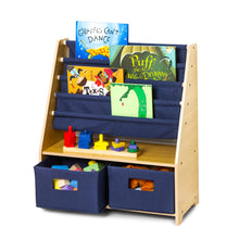 Load image into Gallery viewer, Natural Sling Bookshelf with Storage Totes