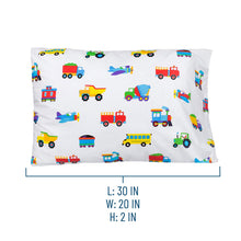 Load image into Gallery viewer, Trains Planes & Trucks 100% Organic Cotton Flannel Pillow Case