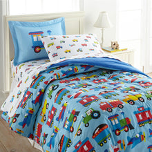 Load image into Gallery viewer, Trains Planes & Trucks 100% Organic Cotton Flannel Pillow Case