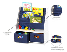 Load image into Gallery viewer, White Sling Bookshelf with Storage Totes