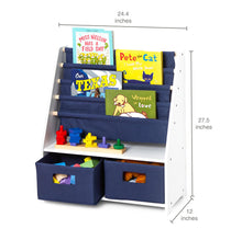 Load image into Gallery viewer, White Sling Bookshelf with Storage Totes