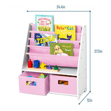 Load image into Gallery viewer, White Sling Bookshelf with Storage Totes