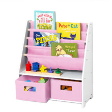 Load image into Gallery viewer, White Sling Bookshelf with Storage Totes