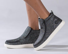 Load image into Gallery viewer, Kids' Black Glitter Billy Mid Tops