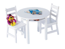 Load image into Gallery viewer, Kids Round Table with Shelf &amp; 2 Chairs, White
