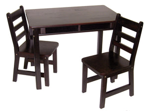 Kids Rectangular Table with Shelves & 2 Chairs