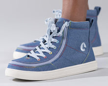 Load image into Gallery viewer, Kids&#39; Denim Rainbow Thread Billy Classic Lace Highs
