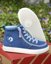 Load image into Gallery viewer, Kids&#39; Denim Rainbow Thread Billy Classic Lace Highs
