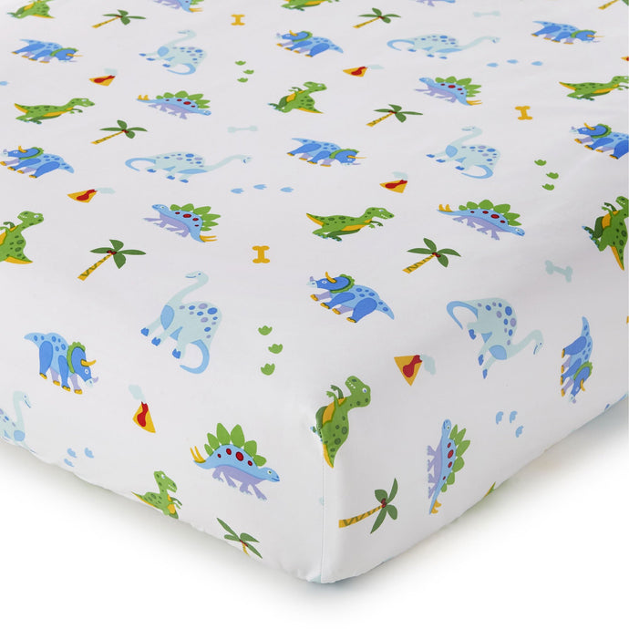 Dinosaur Land 100% Organic Cotton Flannel Fitted Crib Sheet