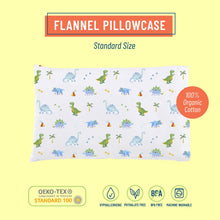 Load image into Gallery viewer, Dinosaur Land 100% Organic Cotton Flannel Pillow Case
