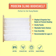 Load image into Gallery viewer, Modern Sling Bookshelf - Natural with White Canvas
