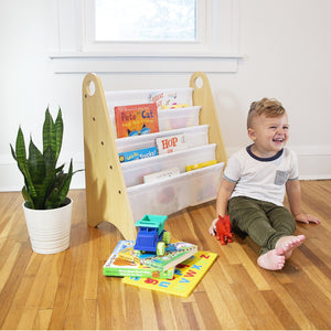 Modern Sling Bookshelf - Natural with White Canvas