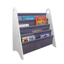 Load image into Gallery viewer, Modern Sling Bookshelf - White with Gray Canvas
