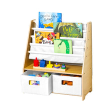 Load image into Gallery viewer, Natural Sling Bookshelf with Storage Totes
