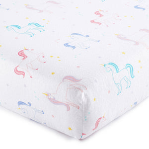 Unicorn 100% Organic Cotton Flannel Fitted Crib Sheet