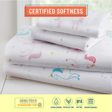 Load image into Gallery viewer, Unicorn 100% Organic Cotton Flannel Fitted Crib Sheet
