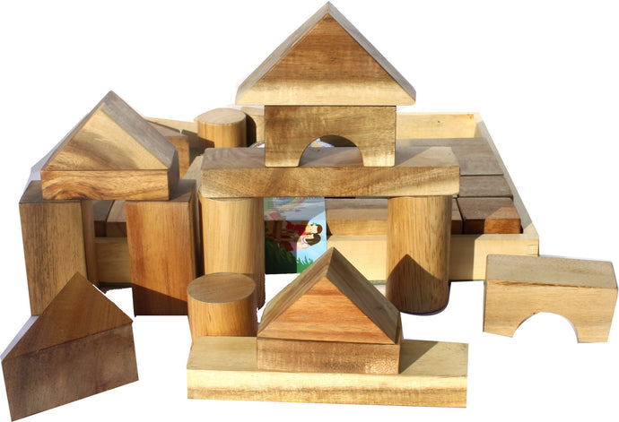 Natural Wood Blocks - 34 Pieces