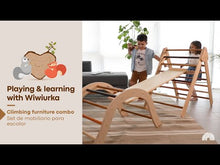Load and play video in Gallery viewer, Wiwiurka Climbing Furniture Combo (medium triangle, climbing arch, reversible board)
